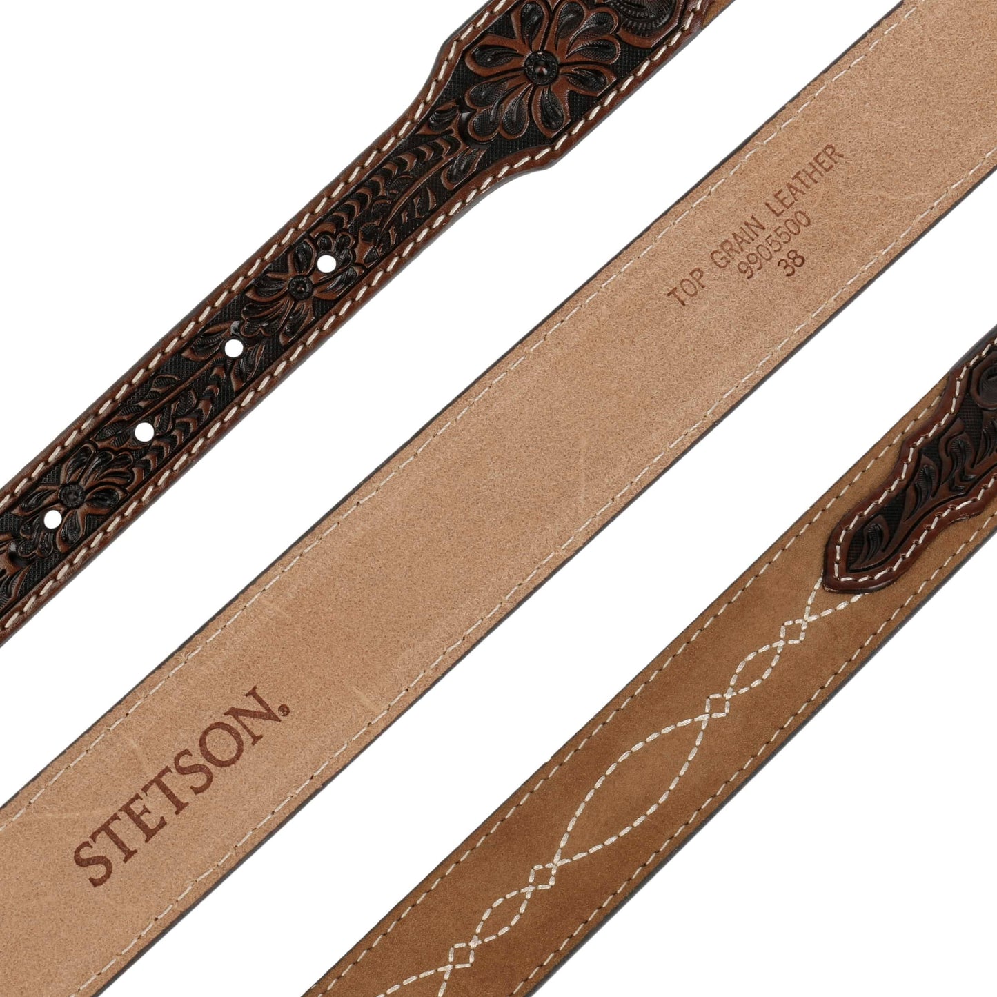 Tooled Tapered Leather Belt