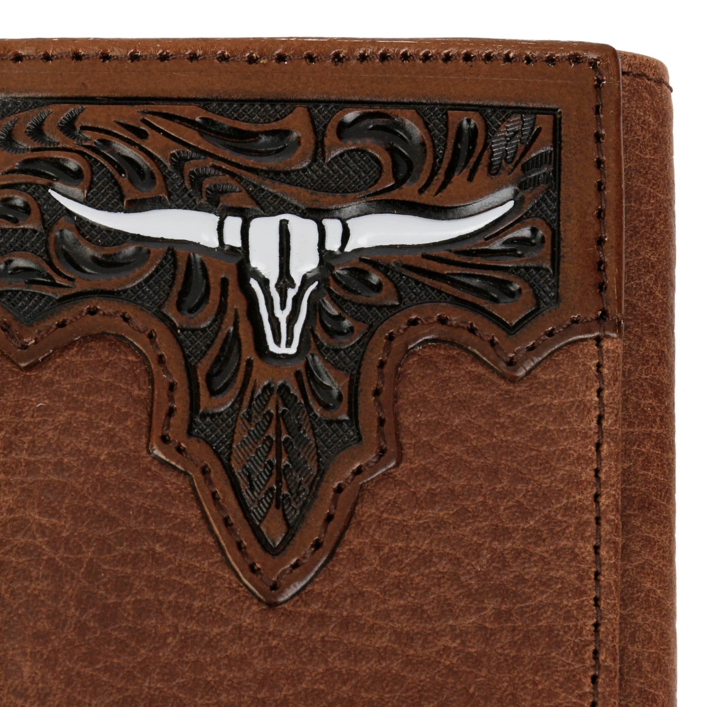 Steer Head Leather Tri-fold Wallet