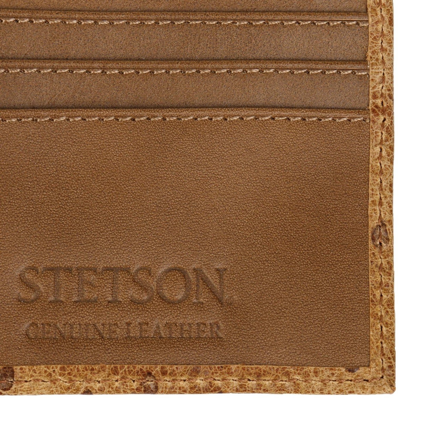 Ostrich Embossed Leather Bi-fold Wallet