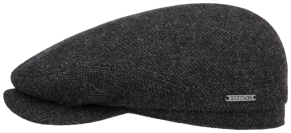 Stetson Driver Cap Wool Herringbone – Dark Grey