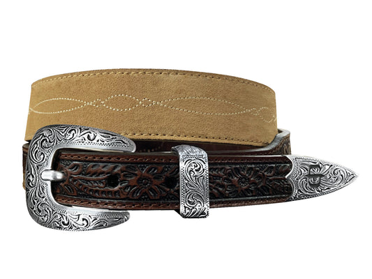 Tooled Tapered Leather Belt