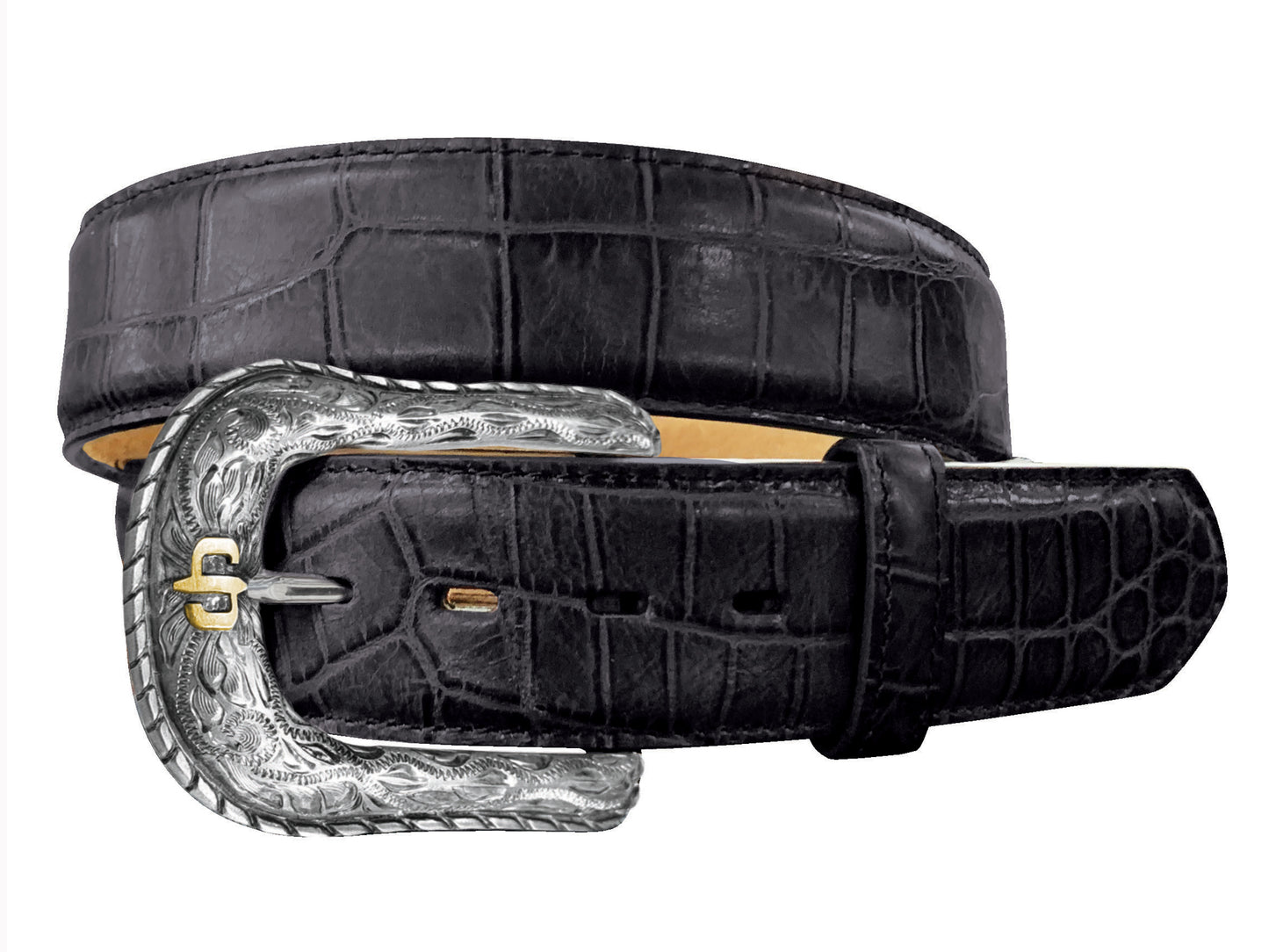 Caiman Embossed Leather Belt