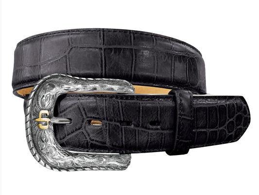 Caiman Embossed Leather Belt