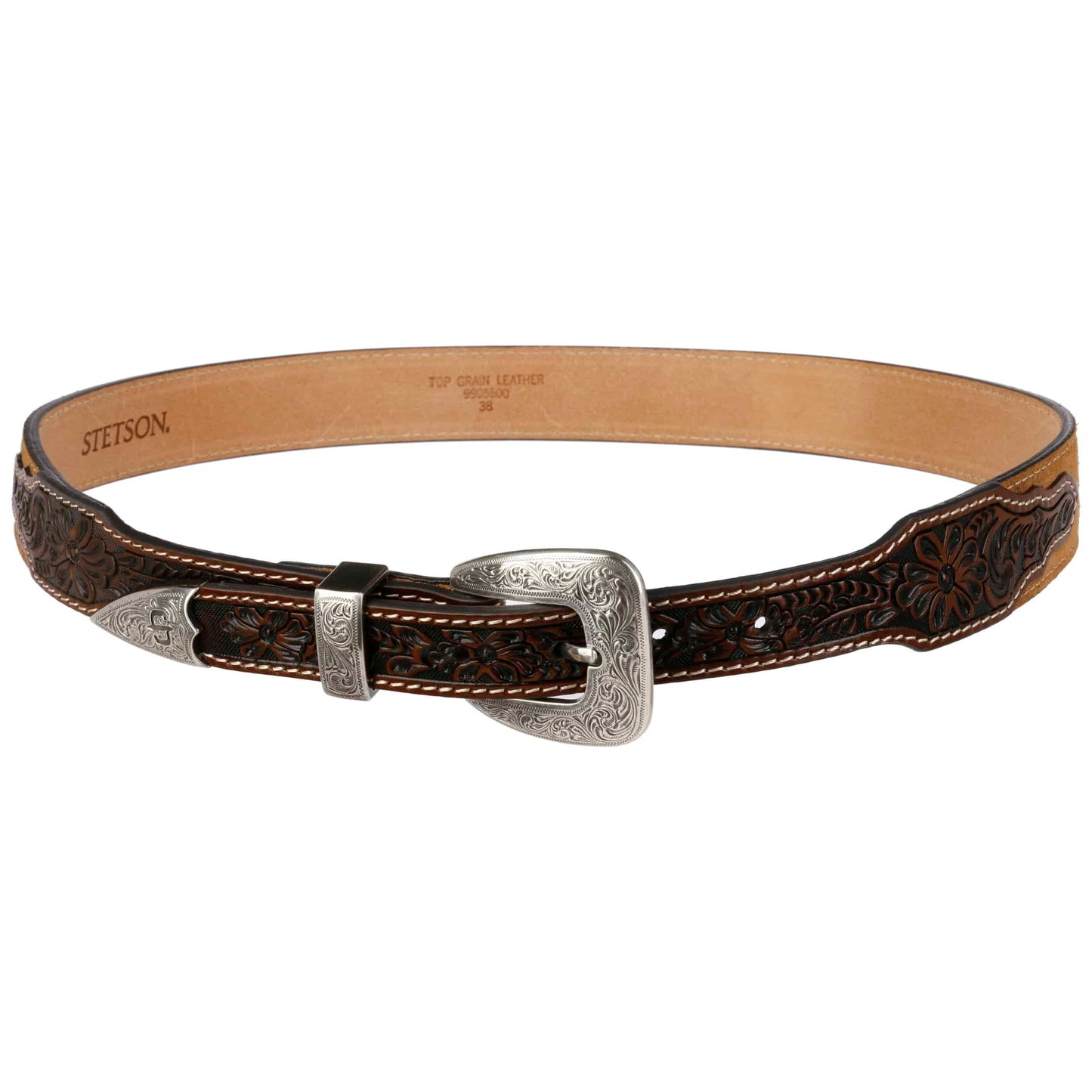 Tooled Tapered Leather Belt