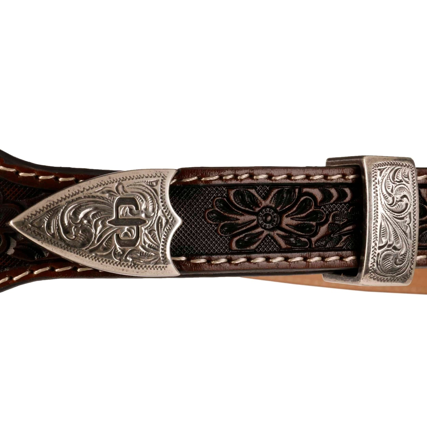 Tooled Tapered Leather Belt