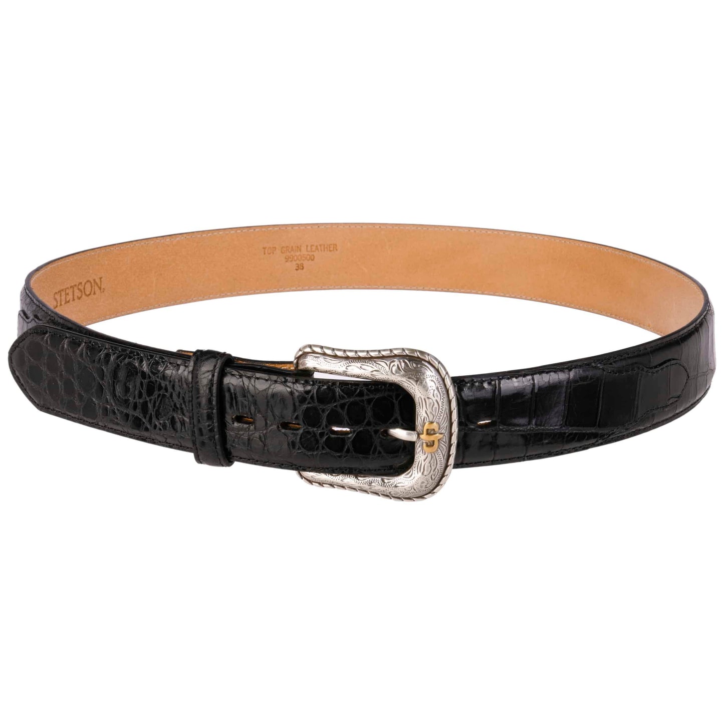 Caiman Embossed Leather Belt