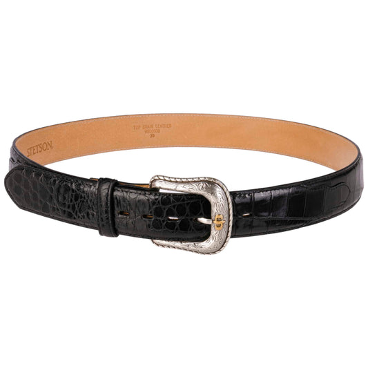 Caiman Embossed Leather Belt