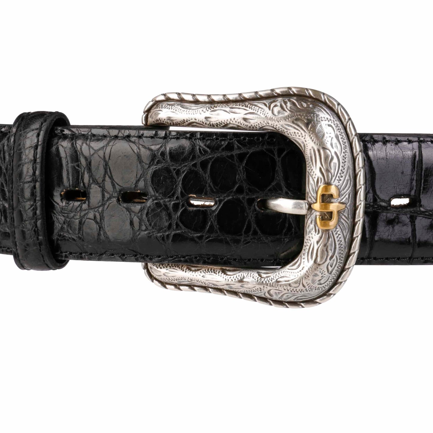 Caiman Embossed Leather Belt