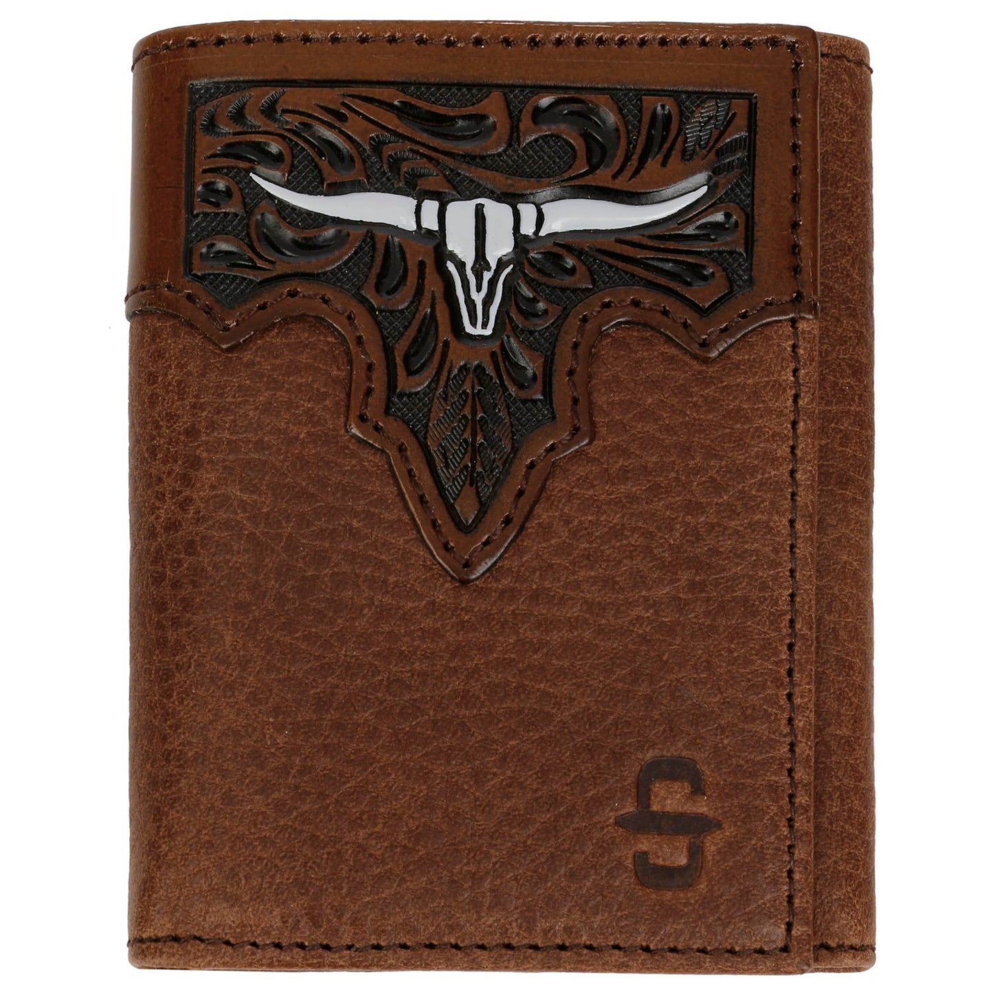Steer Head Leather Tri-fold Wallet