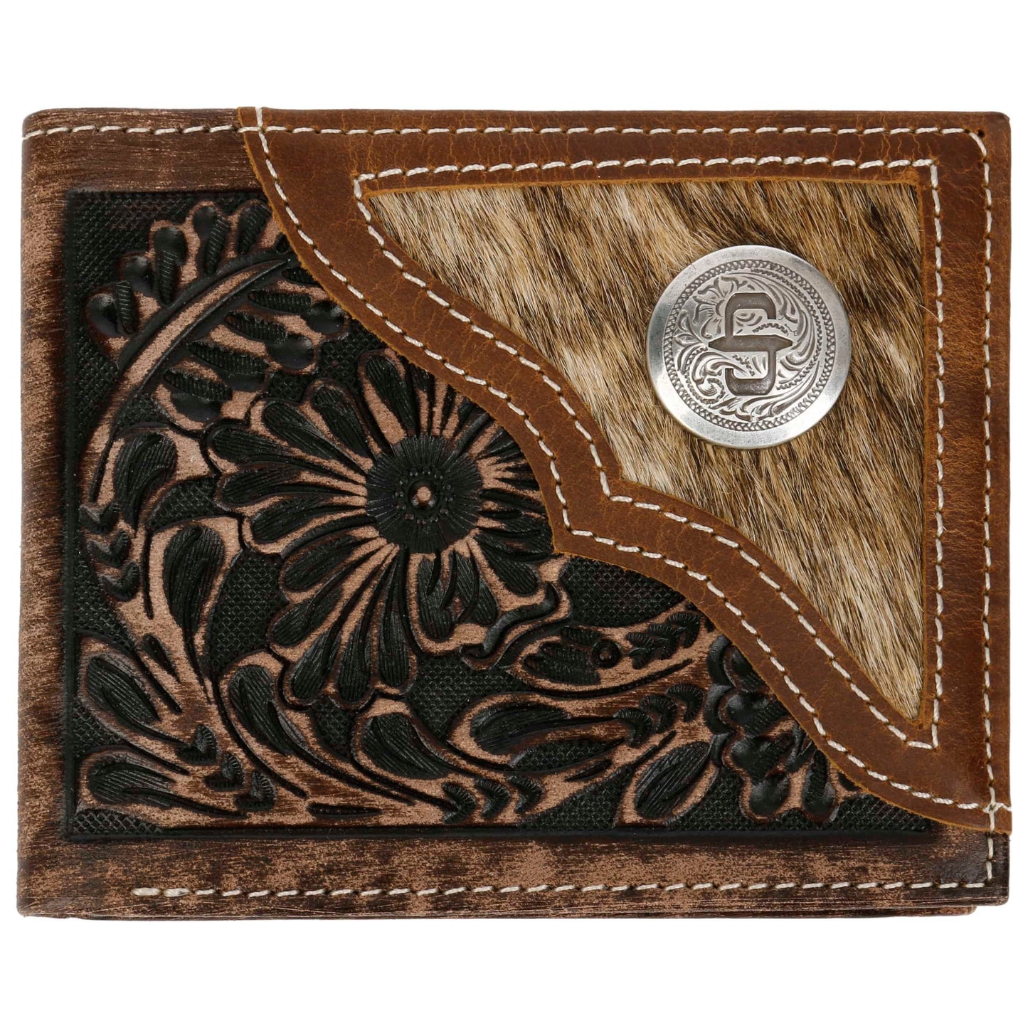 Hair-On-Hide Concho Leather Bi-fold Wallet