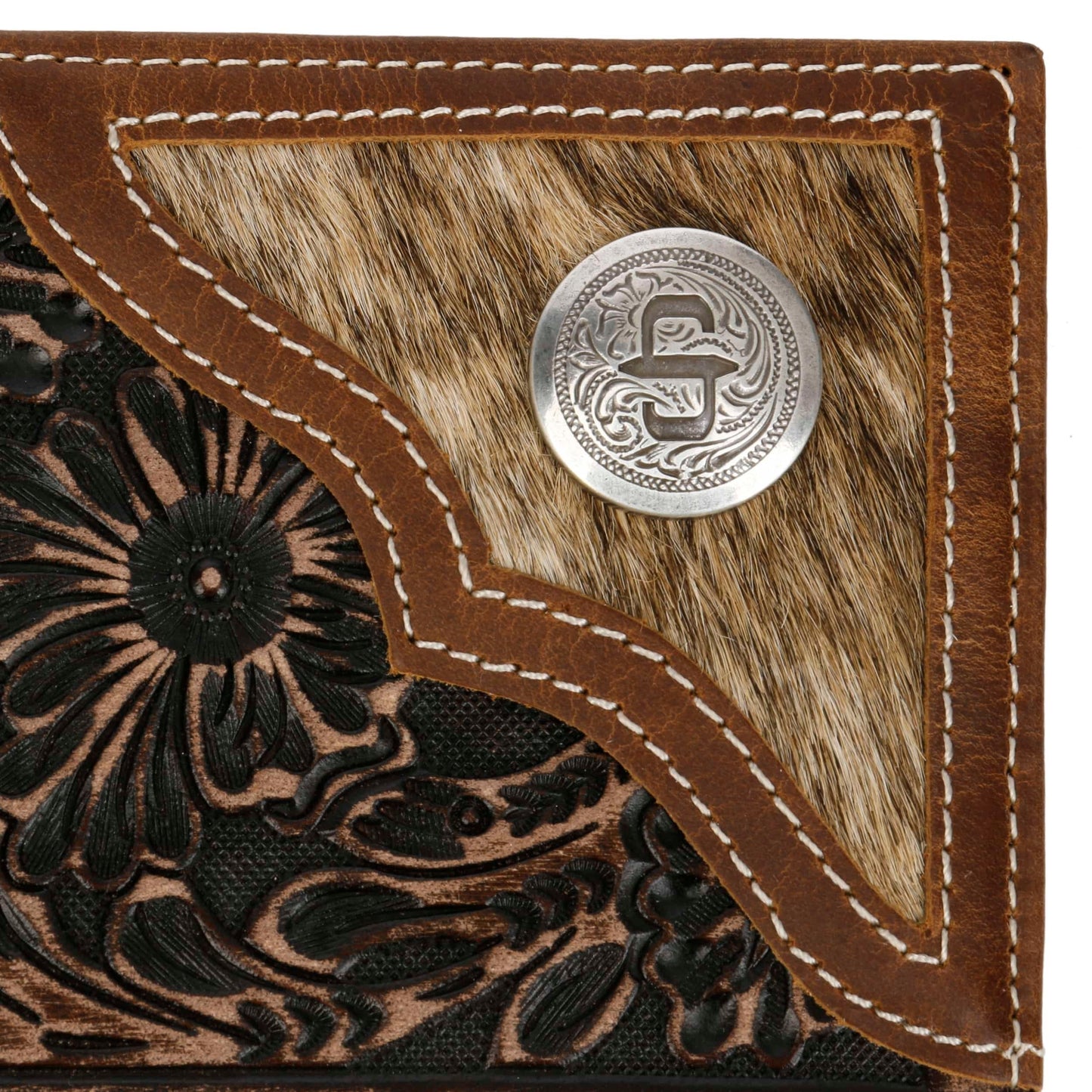 Hair-On-Hide Concho Leather Bi-fold Wallet