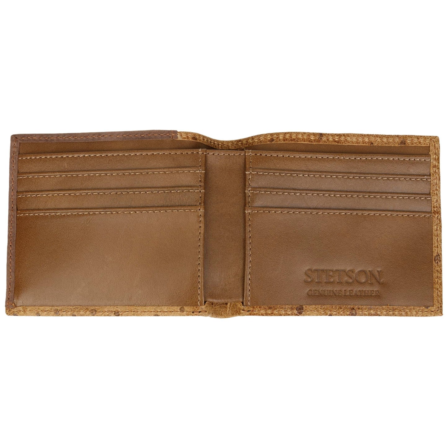 Ostrich Embossed Leather Bi-fold Wallet